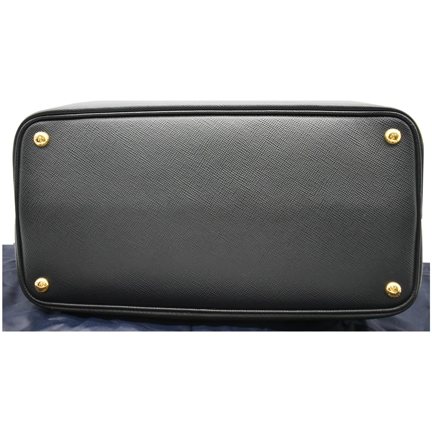 PRADA Double Handle Saffiano Leather Tote Shoulder Bag Black