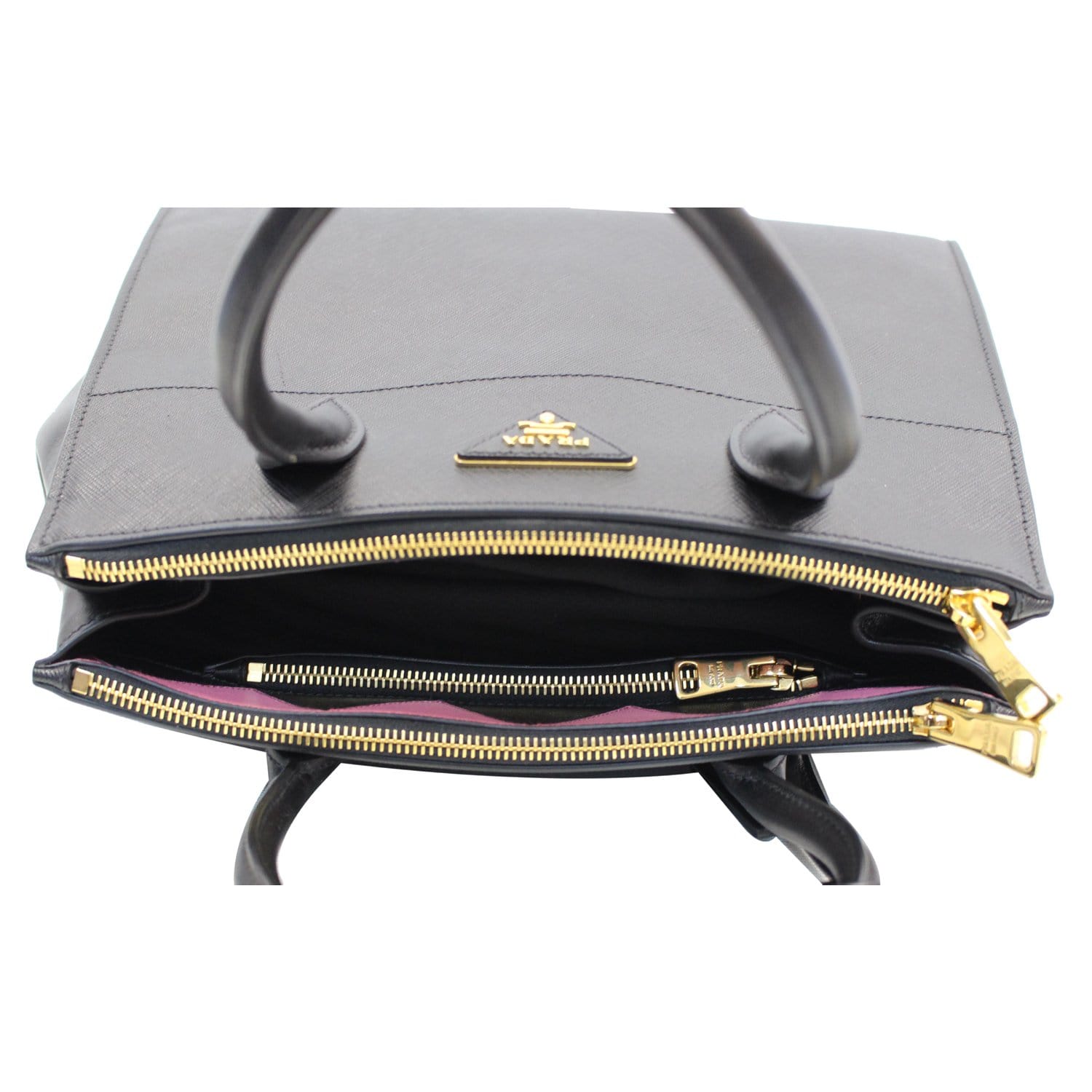 PRADA Paradigme Saffiano Leather Tote Shoulder Bag Black