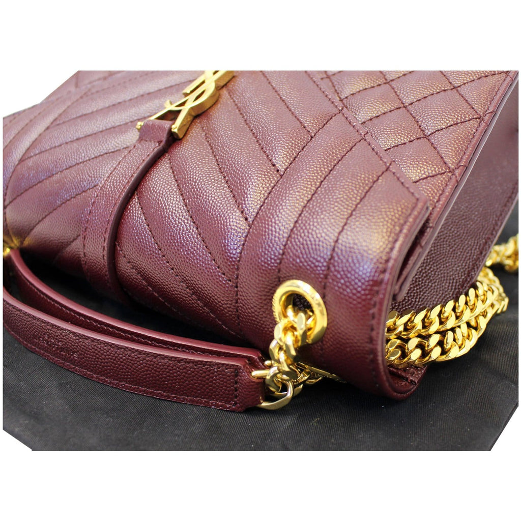 YVES SAINT LAURENT Envelope Medium Chain Shoulder Bag Burgundy