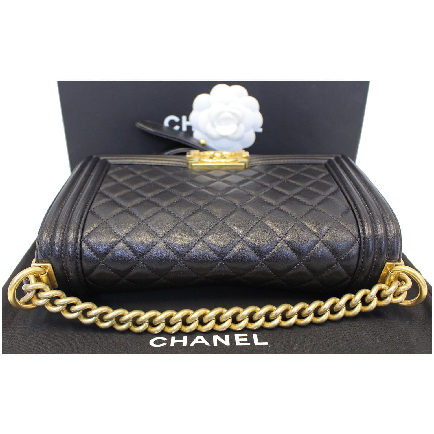 CHANEL Medium Boy Flap Lambskin Leather Shoulder Bag Black - 15% OFF