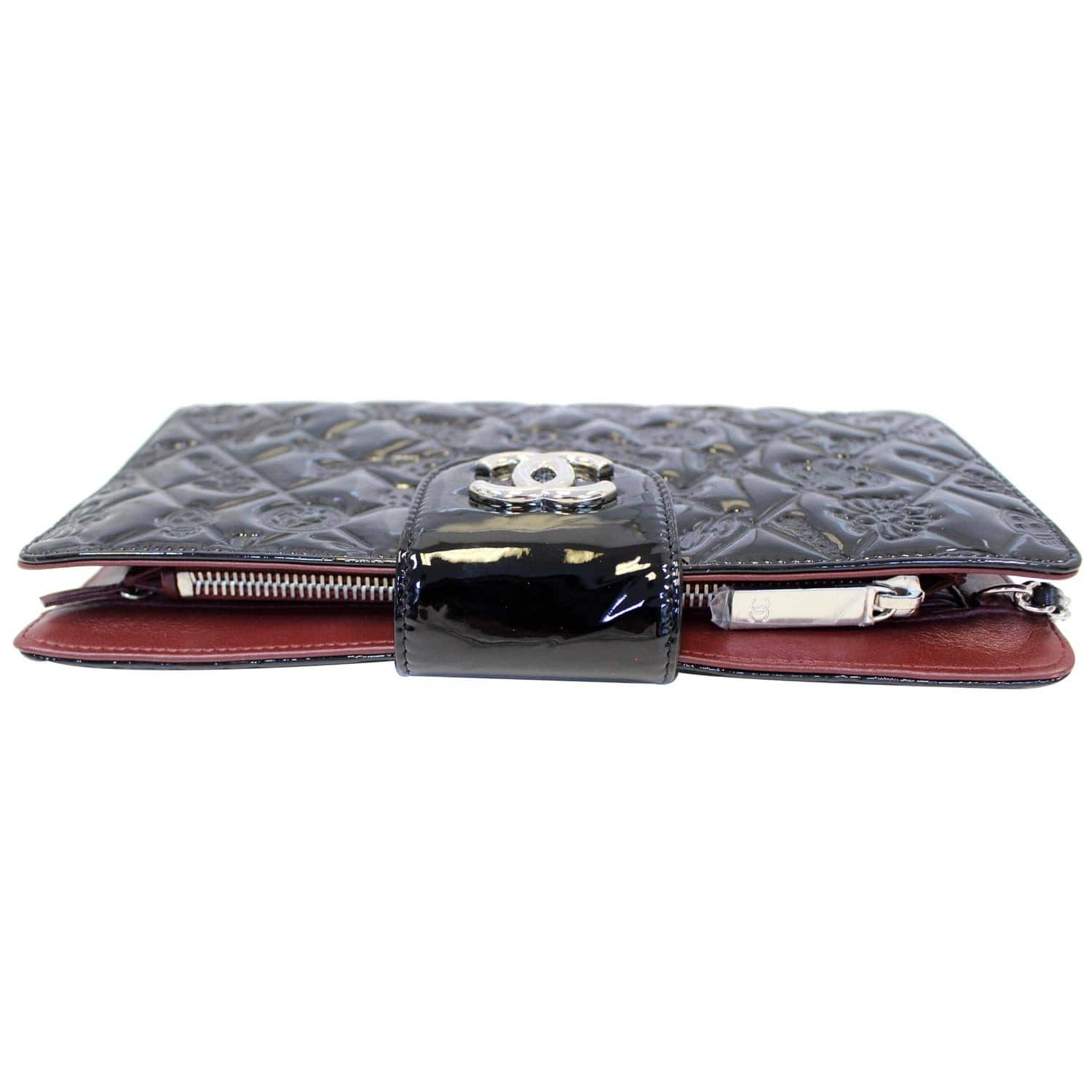 CHANEL Lucky Symbols Pochette Patent Leather Wallet on a Chain Black