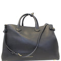 BURBERRY Large Banner Calf Leather House Check Tote Bag Black