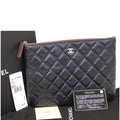 CHANEL Caviar Leather Large O-Case Zip Pouch Black