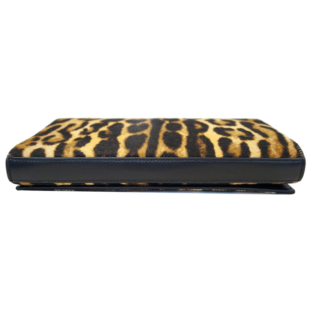 YVES SAINT LAURENT Kate Monogramme Leopard Print Shoulder Bag Black