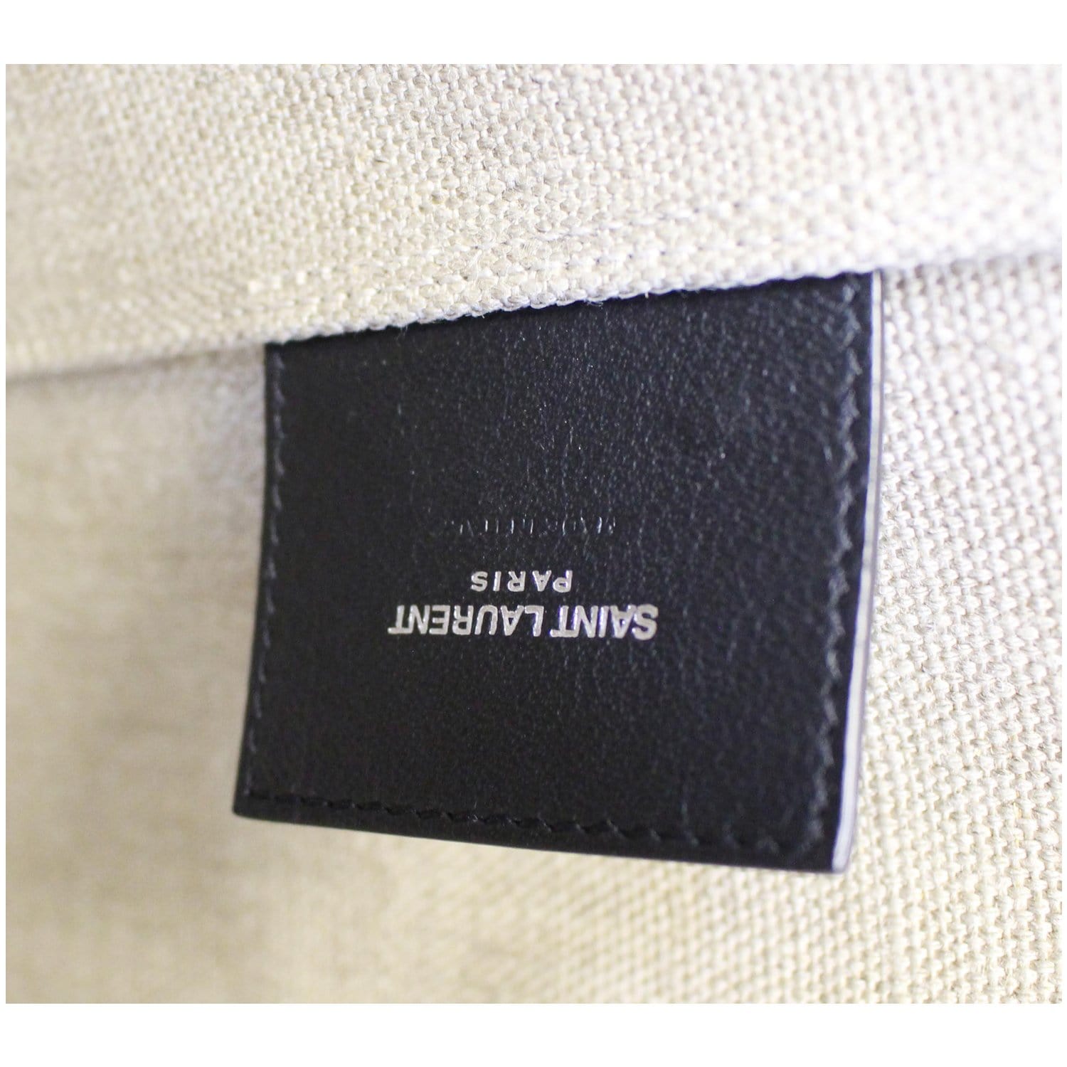 YVES SAINT LAURENT Teddy Canvas/Leather Drawstring Shopping Tote White/Black - Last Call