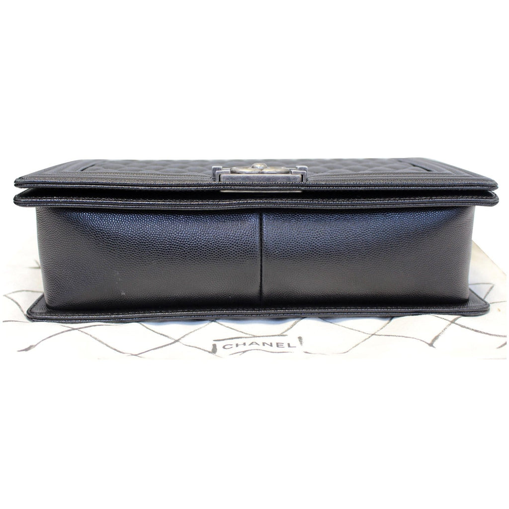 CHANEL Medium Boy Flap Caviar Leather Shoulder Bag Black