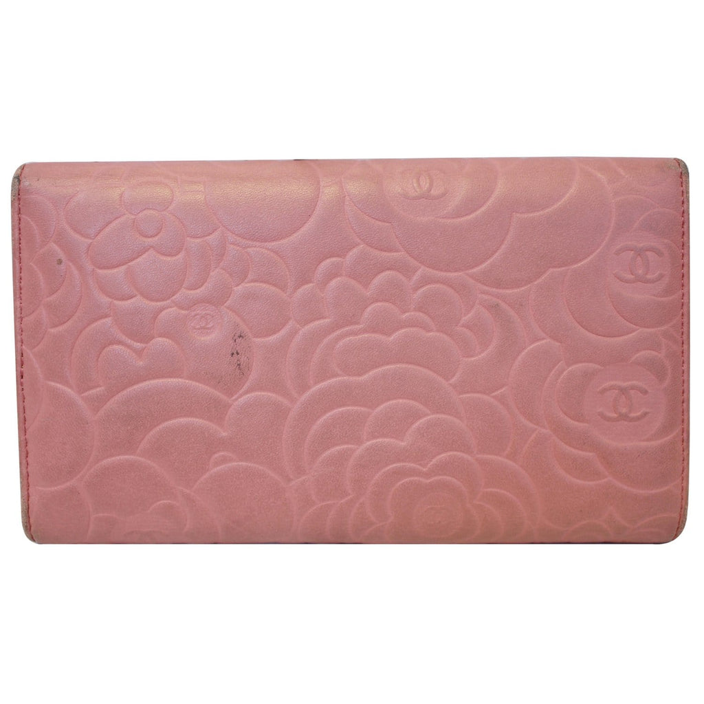 CHANEL Camellia Leather Trifold Wallet Pink - 25% OFF