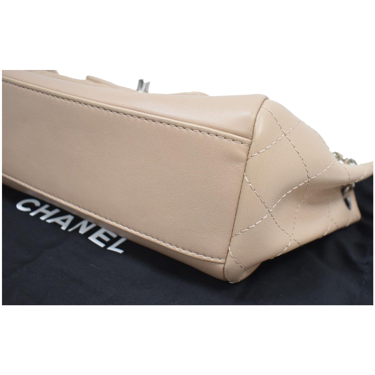 CHANEL CC Accordion Lambskin Leather Shoulder Bag Beige - 10% OFF