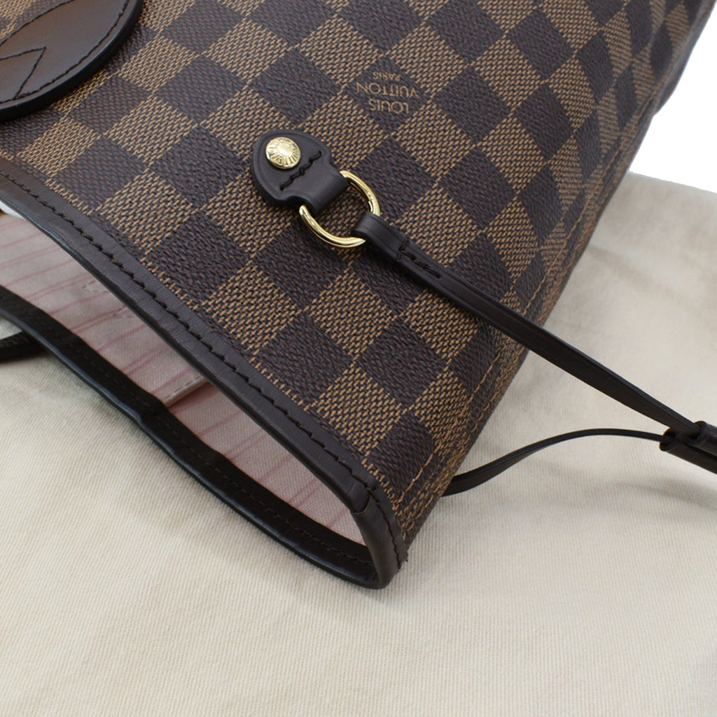 LOUIS VUITTON Neverfull MM Damier Ebene Tote Bag Brown