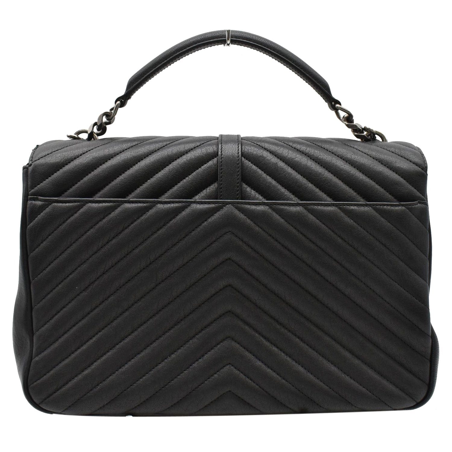 YVES SAINT LAURENT College Medium Flap Matelassé Leather Shoulder Bag Black