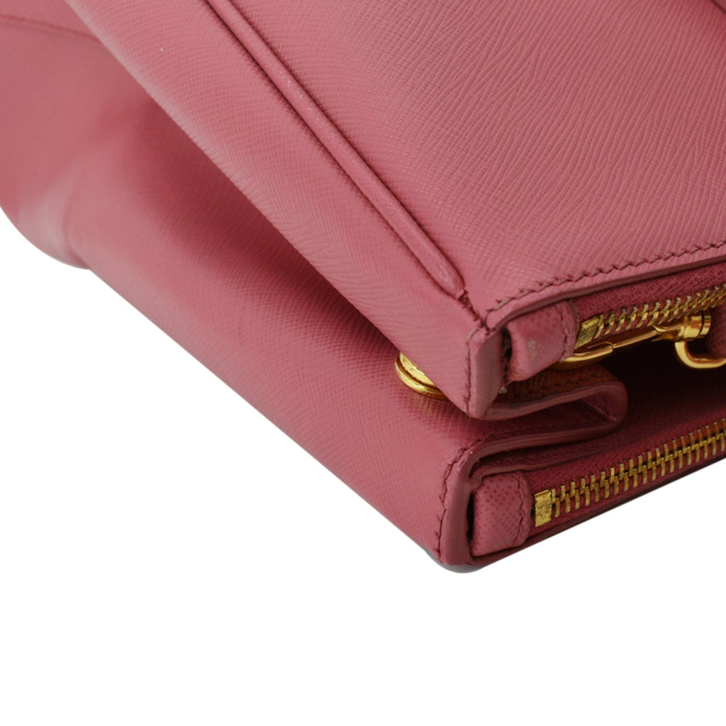 PRADA Galleria Large Double Zip Saffiano Leather Tote Bag Pink
