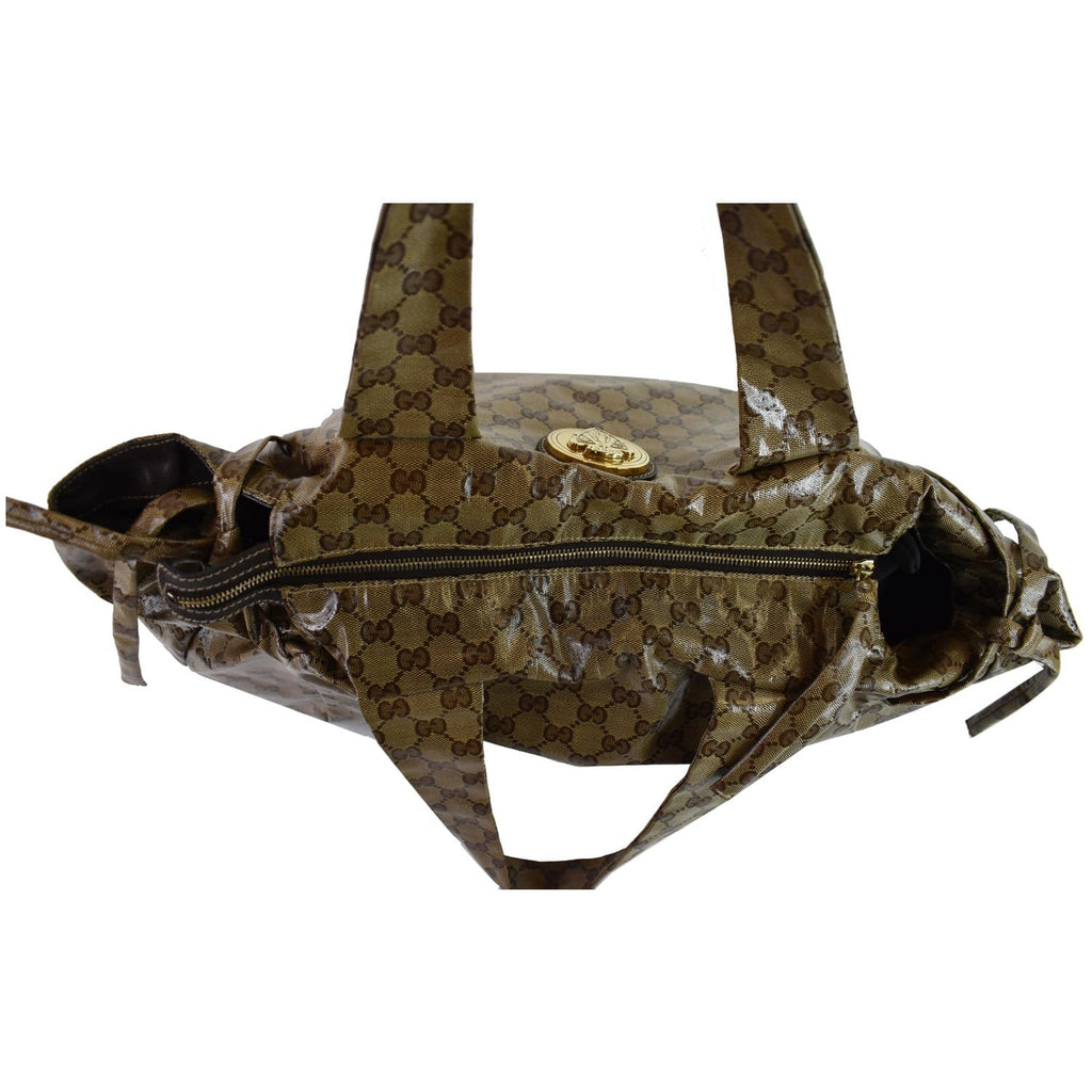 GUCCI Hysteria Large Crystal Coated Canvas Tote Bag Beige 197022