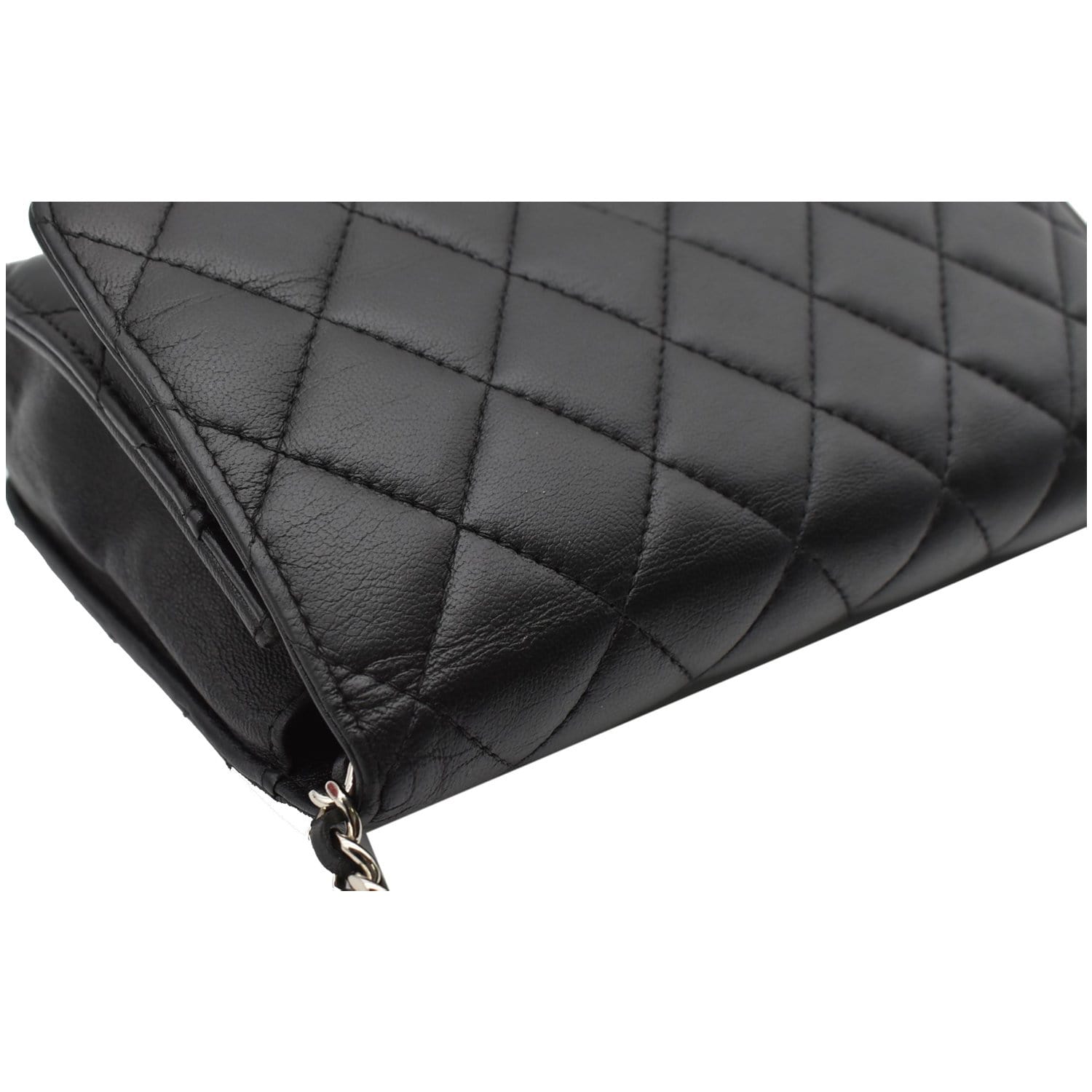 CHANEL WOC Lambskin Leather Chain Crossbody Bag Black