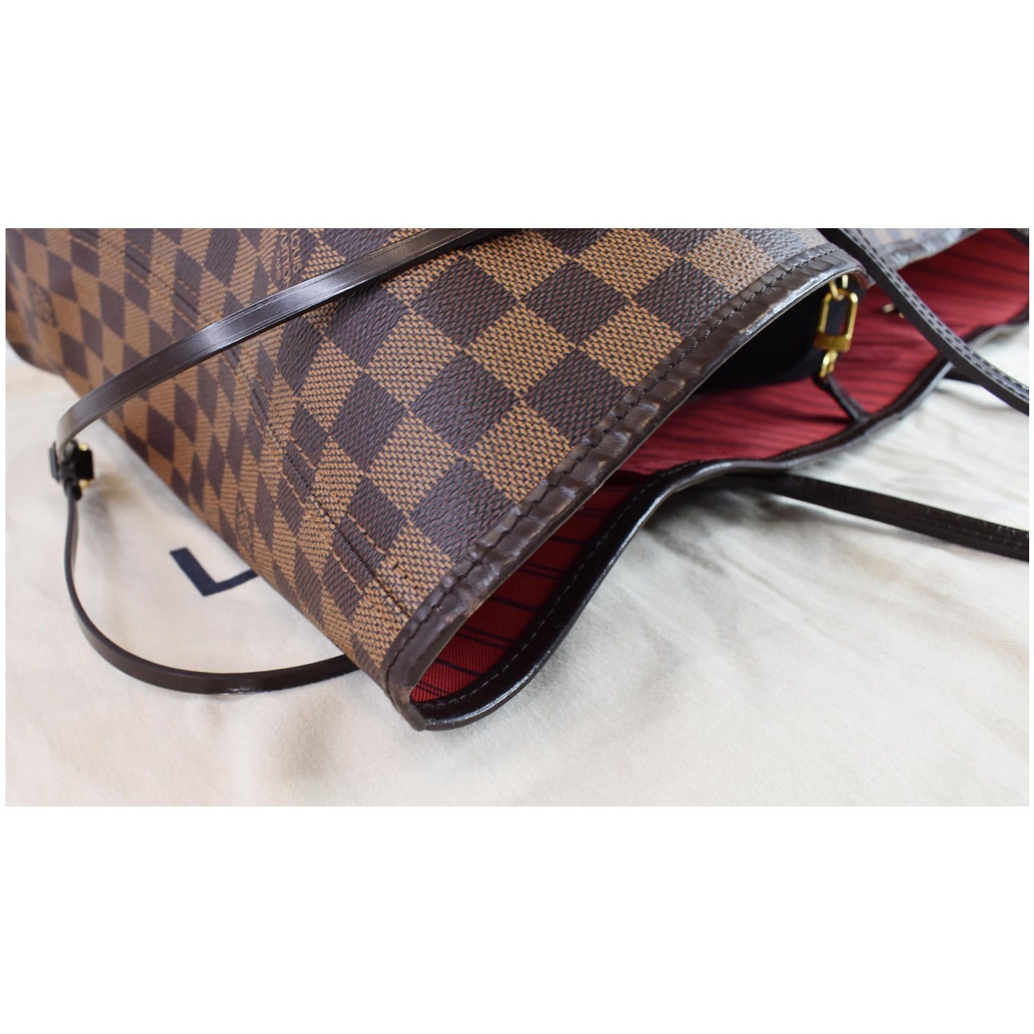 LOUIS VUITTON Neverfull GM Damier Ebene Tote Shoulder Bag Brown
