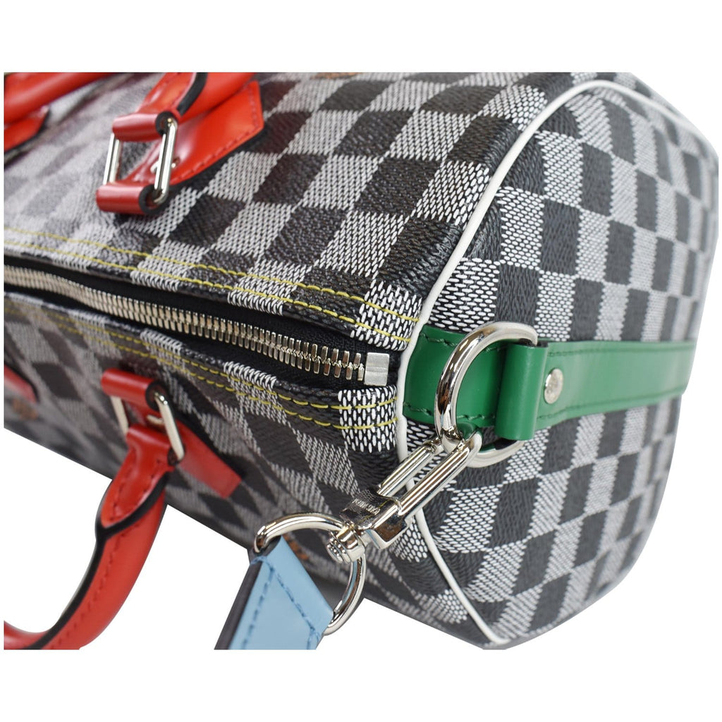 LOUIS VUITTON Speedy 30 Bandouliere Damier Shoulder Bag Black White