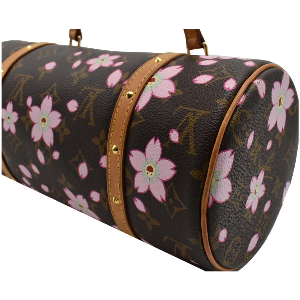 LOUIS VUITTON Papillon Monogram Cherry Blossom Tote Handbag Brown