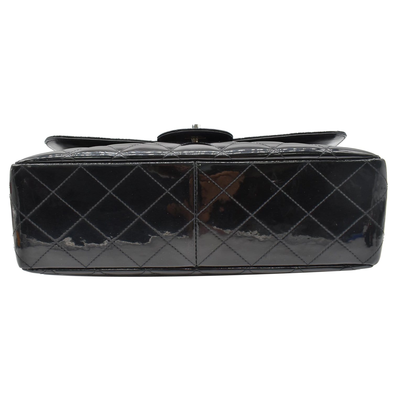 CHANEL Jumbo Single Flap Patent Leather Shoulder Bag Black
