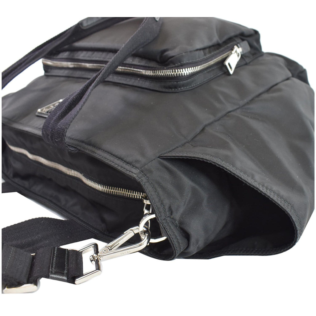 PRADA Vela Nylon Baby Shoulder Bag Black
