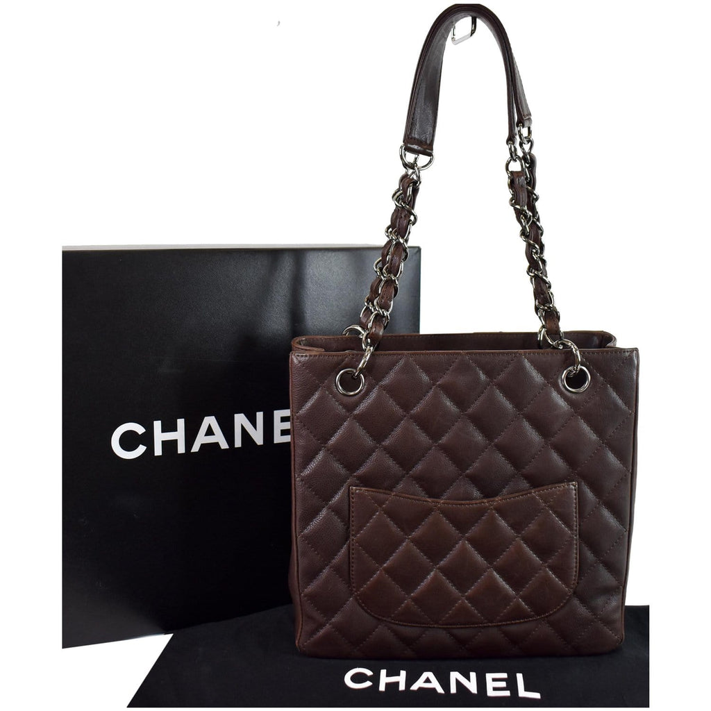 CHANEL PST Caviar Leather Petit Shopping Tote Bag Brown
