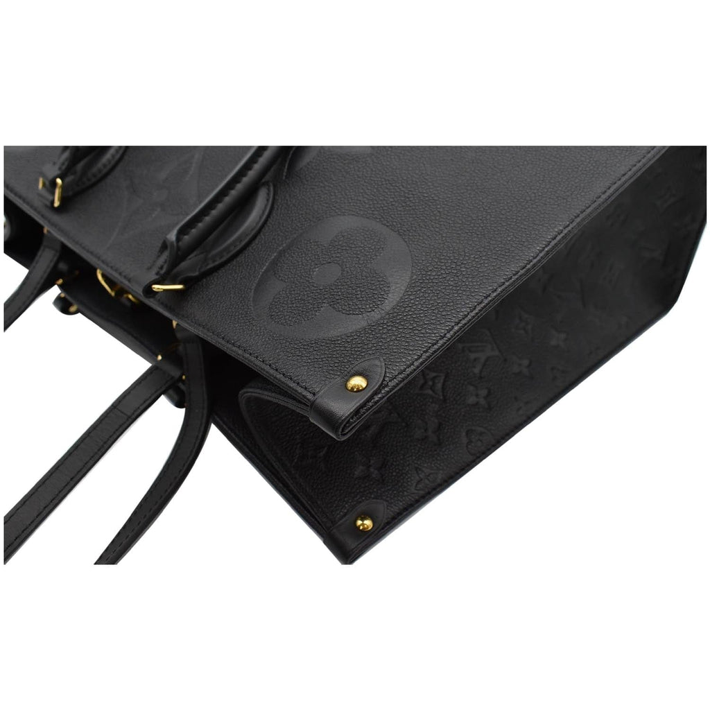 LOUIS VUITTON Onthego GM Monogram Empreinte Leather Tote Bag Black