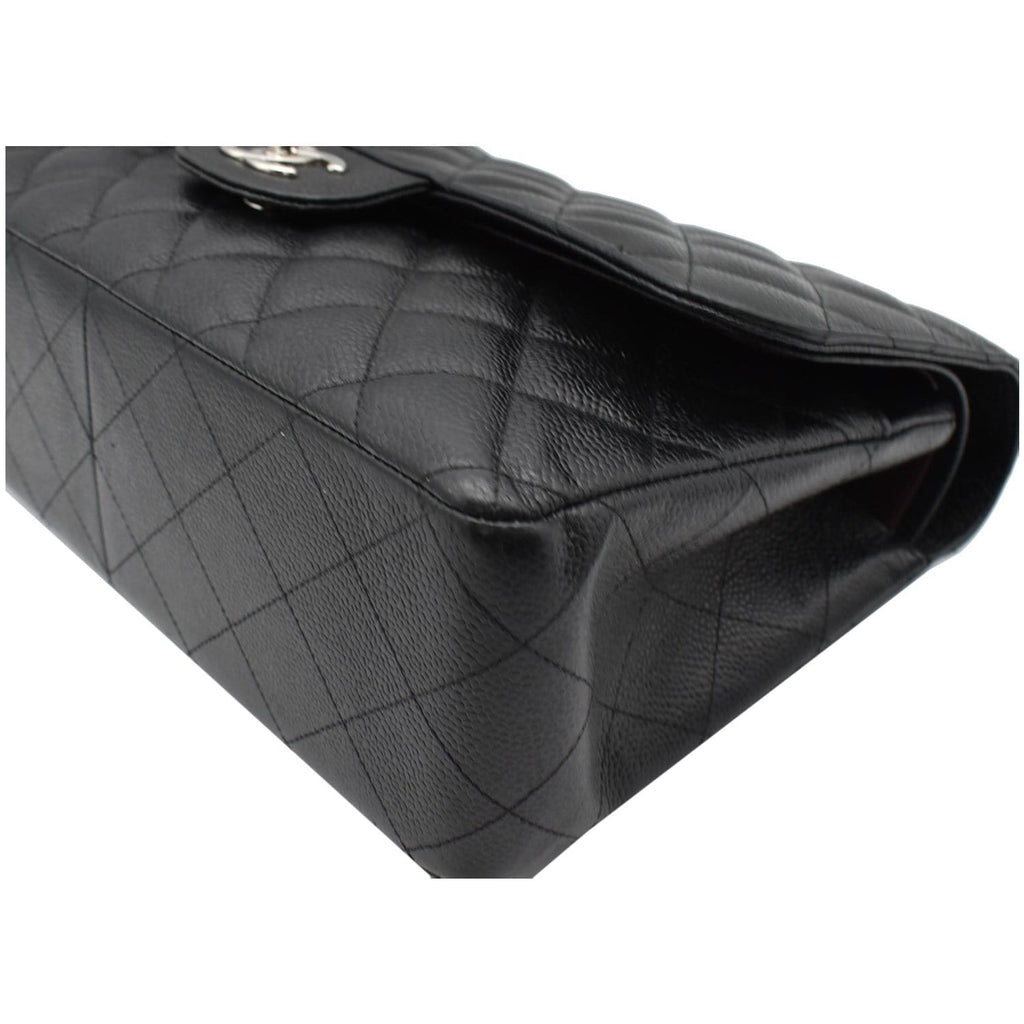 CHANEL Jumbo Double Flap Caviar Leather Shoulder Bag Black- Hot Deals