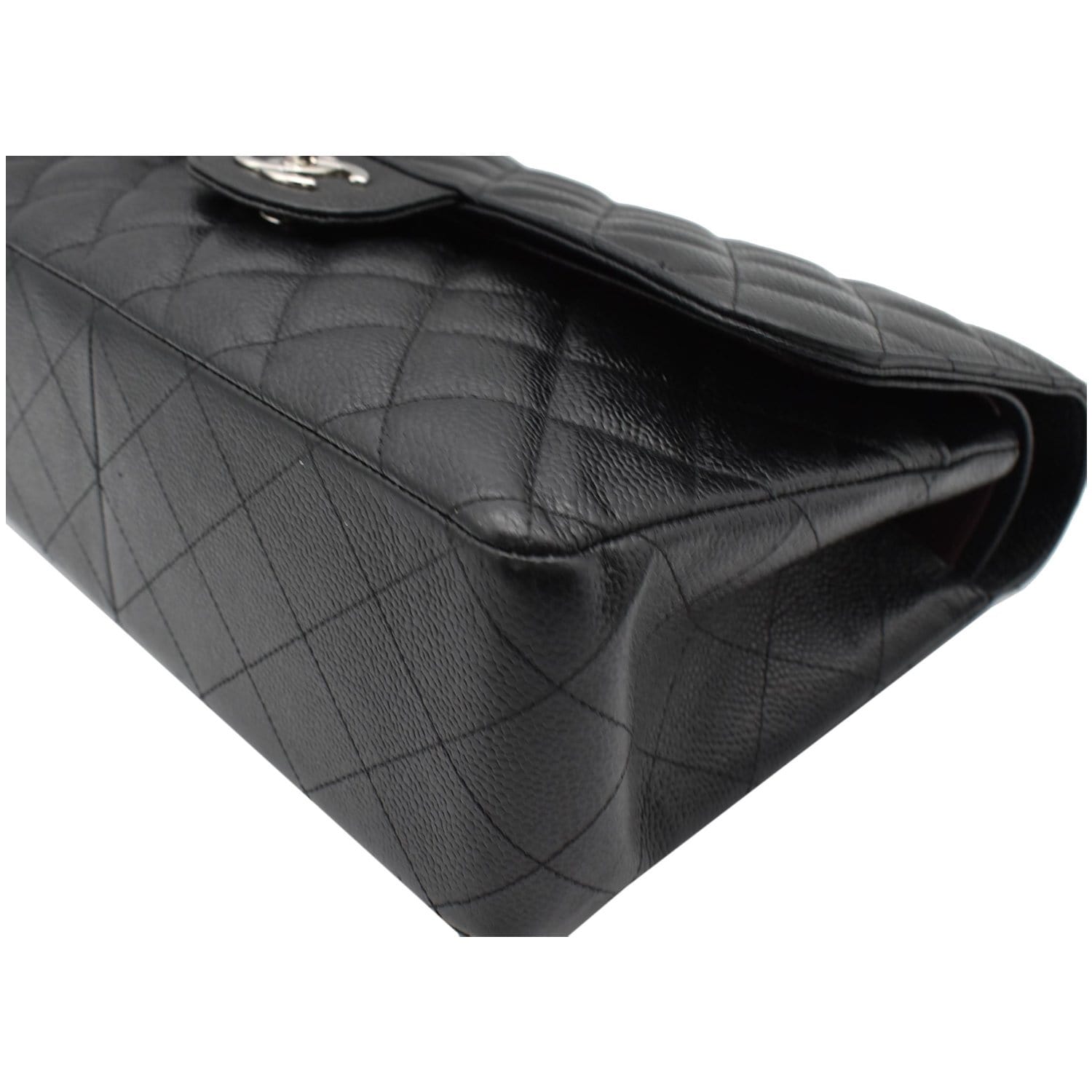 CHANEL Jumbo Double Flap Caviar Leather Shoulder Bag Black- Hot Deals