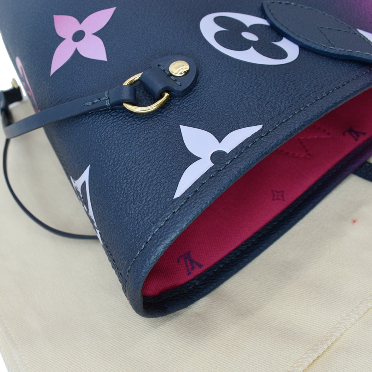 LOUIS VUITTON Neverfull MM Monogram Canvas Tote Bag Midnight Fuchsia