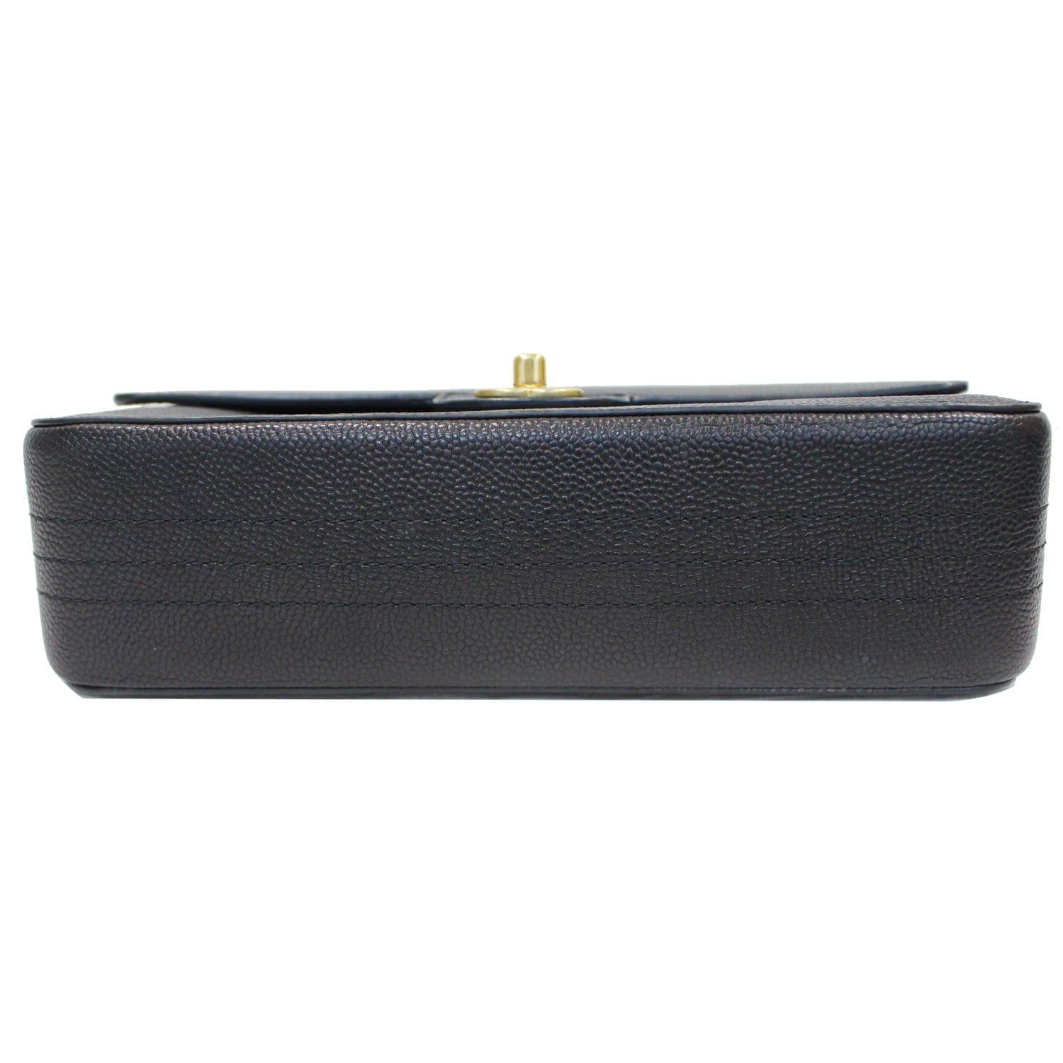 CHANEL Classic Pure Caviar Medium Double Flap Leather Shoulder Bag Black