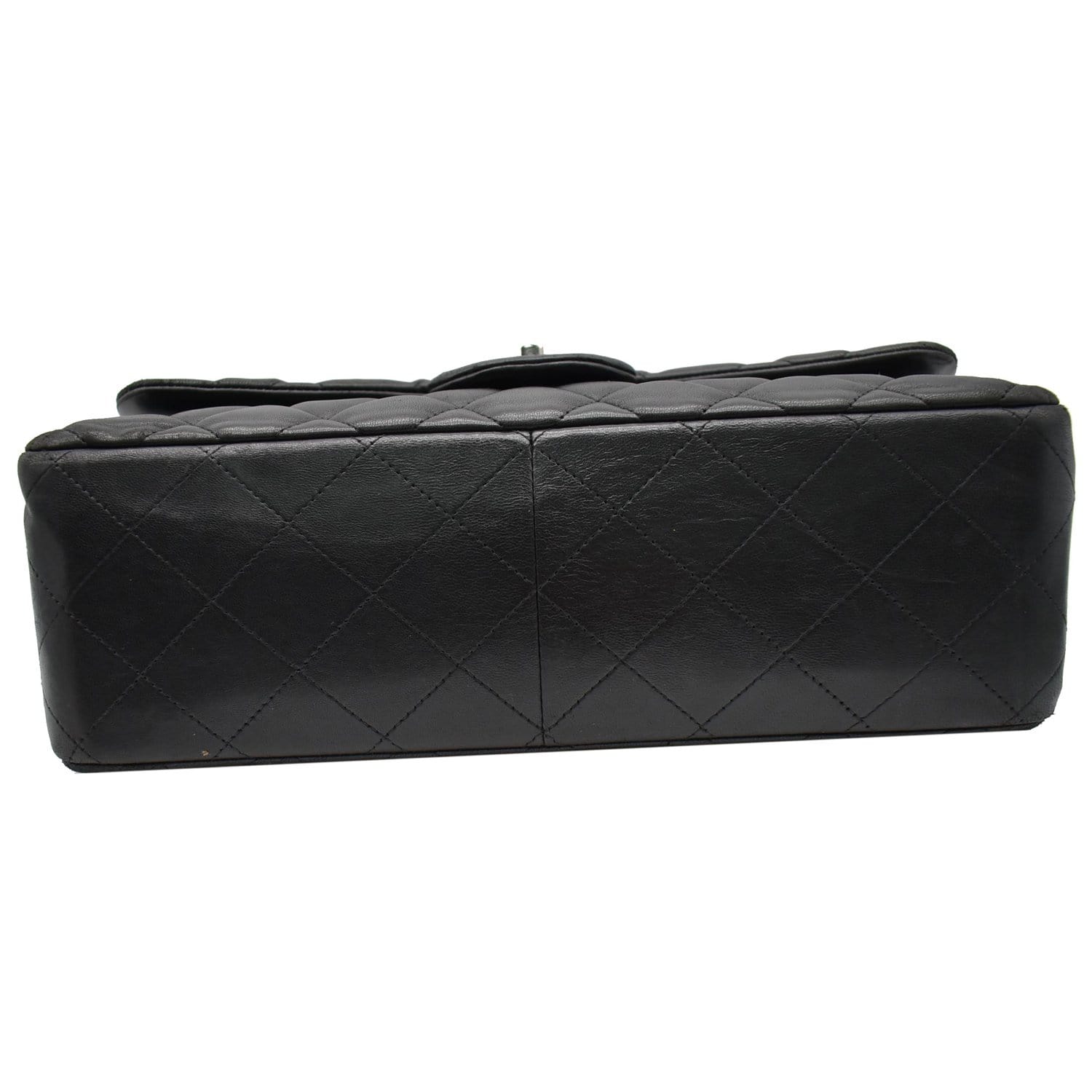 CHANEL Jumbo Double Flap Lambskin Leather Shoulder Bag Black
