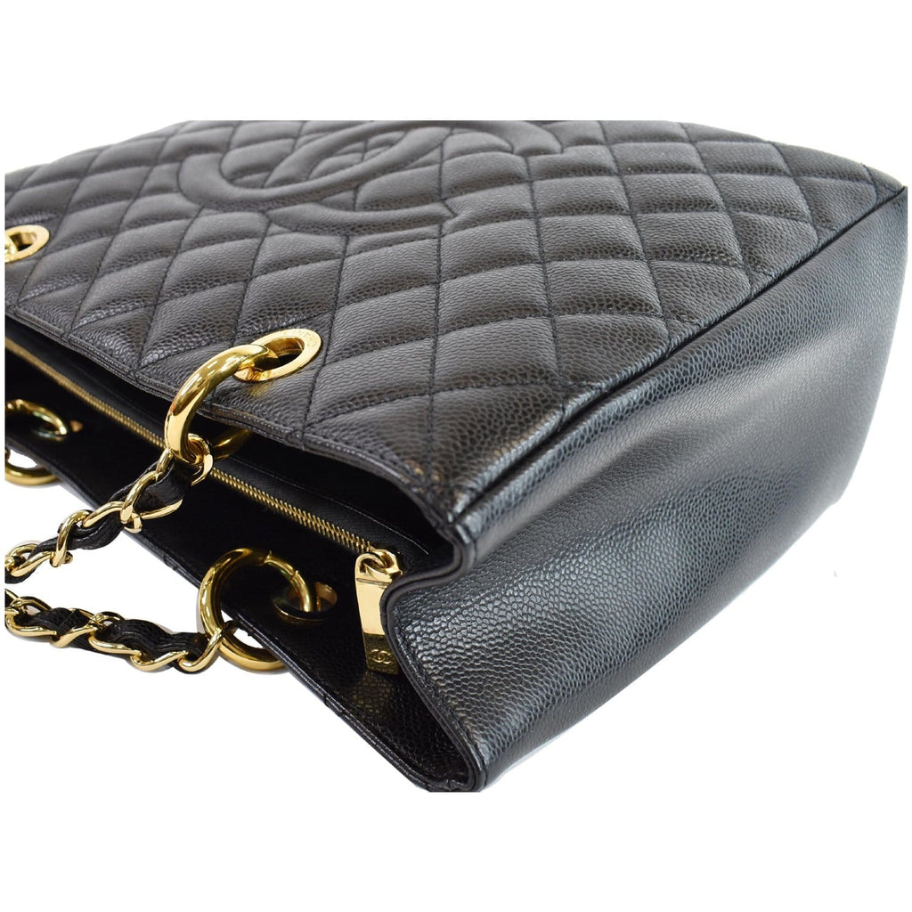 CHANEL Grand Shopping GST Caviar Leather Tote Bag Black