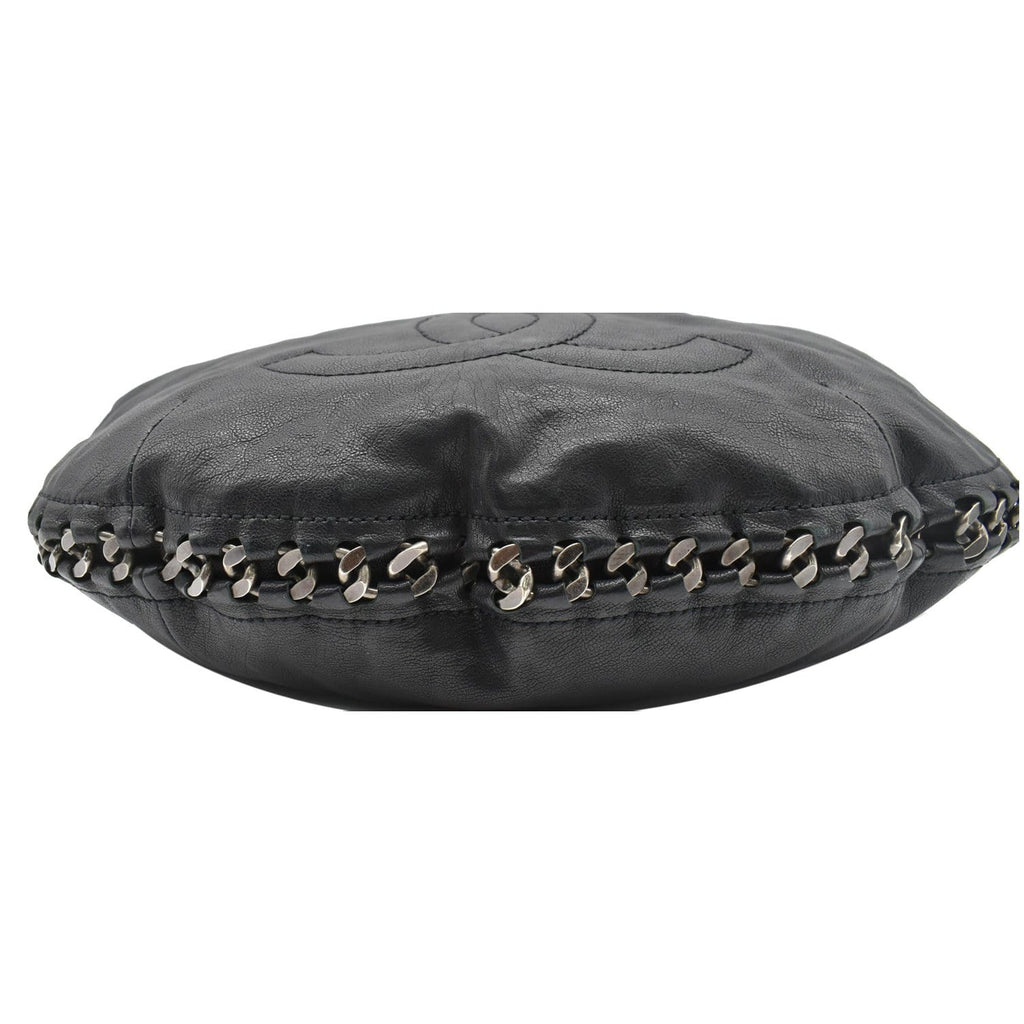 CHANEL Modern Chain Calfskin Leather Hobo Bag Black