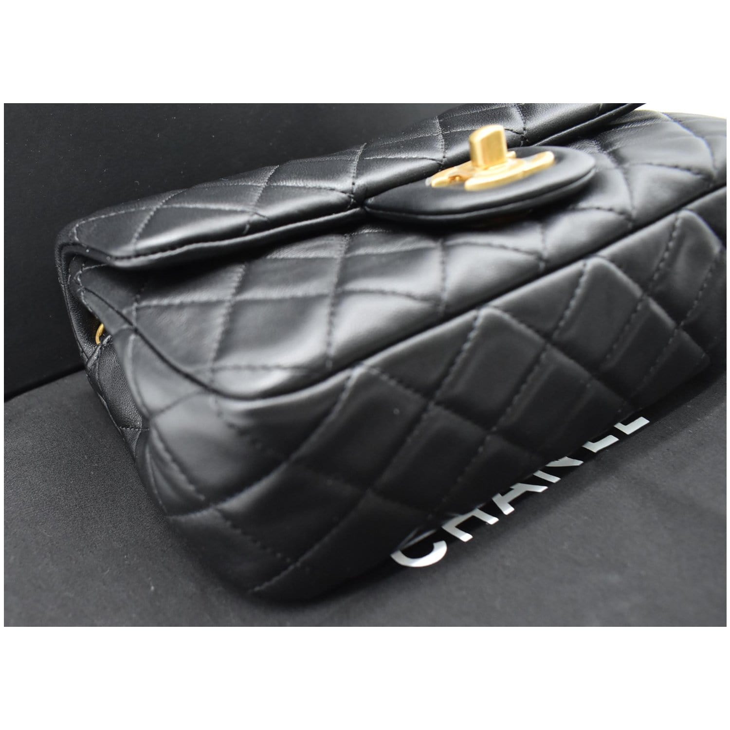 CHANEL Pearl Crush Mini Rectangular Flap Quilted Leather Crossbody Bag Black