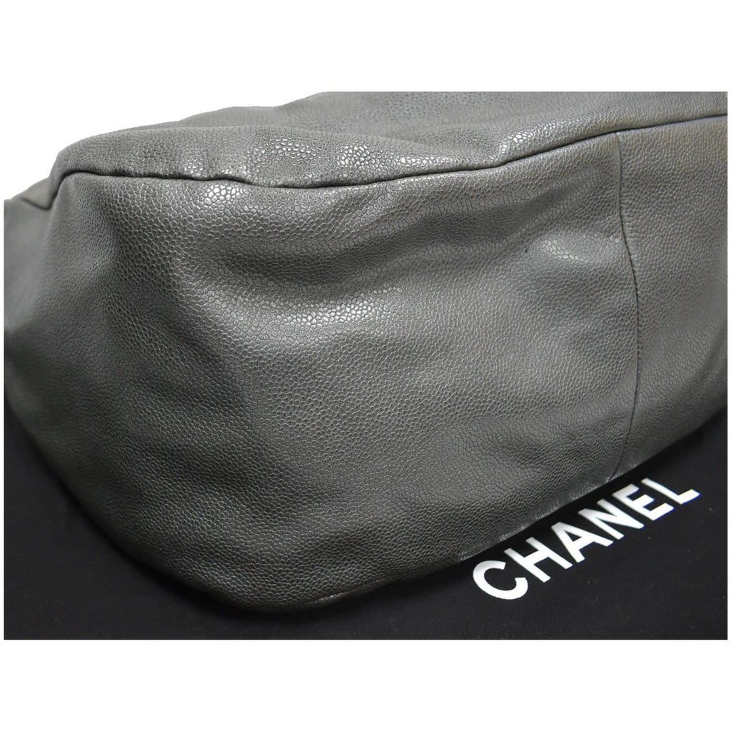 CHANEL 31 Small CC Caviar Leather Hobo Bag Grey