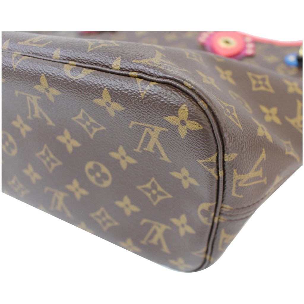 LOUIS VUITTON Neverfull MM Totem Monogram Canvas Tote Shoulder Bag Red