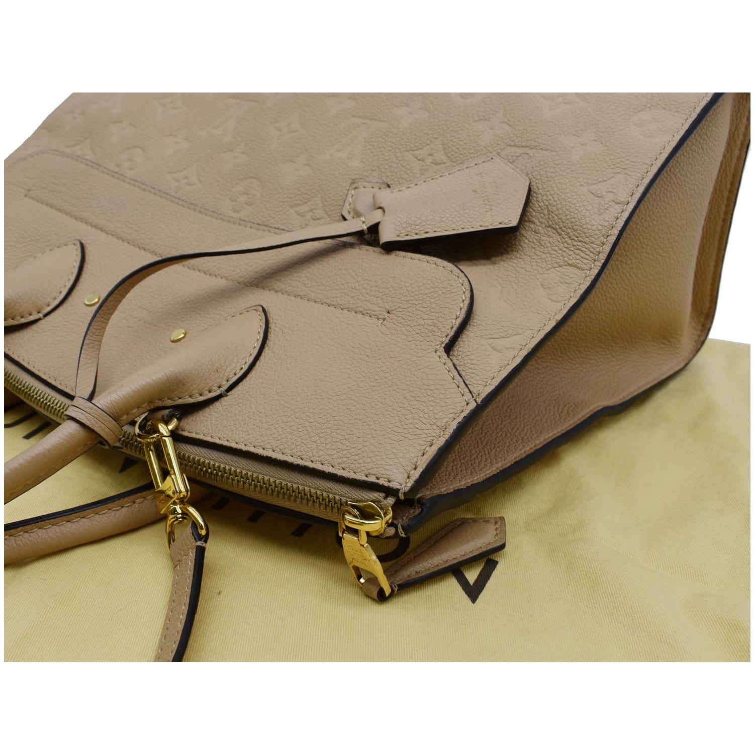 LOUIS VUITTON Pont Neuf MM Monogram Empreinte Leather Shoulder Bag Beige
