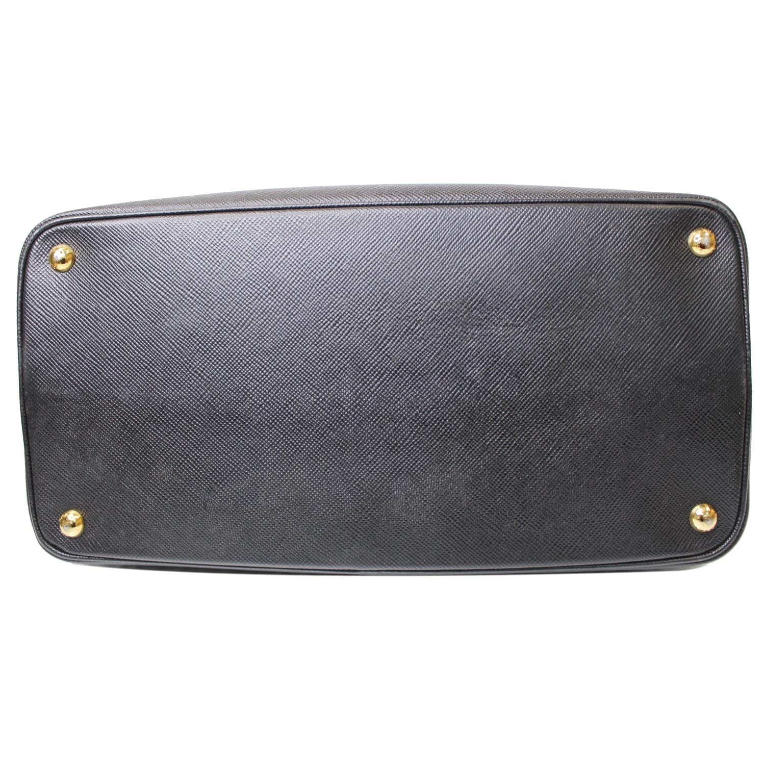 PRADA Double Handle Saffiano Leather Tote Bag Black