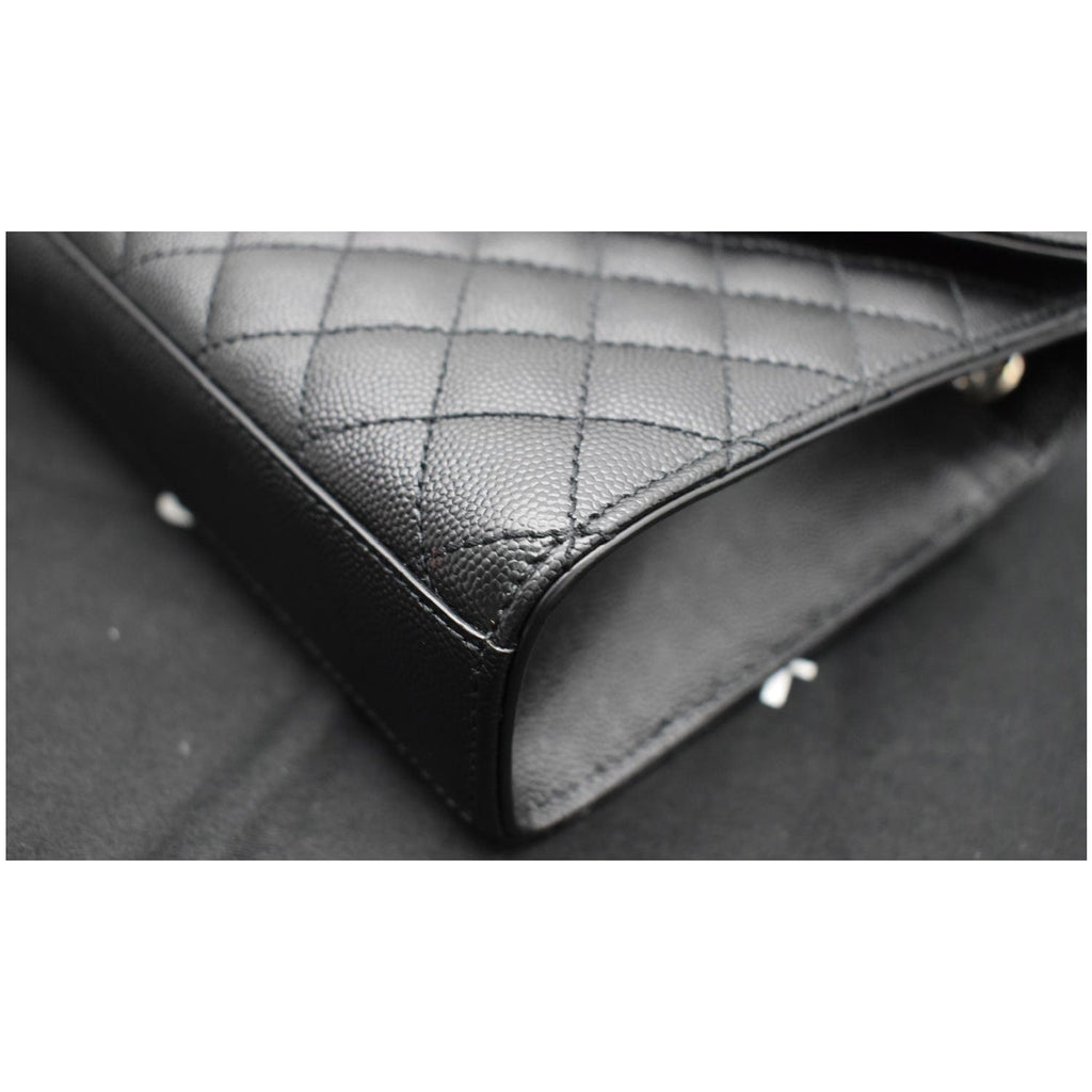 YVES SAINT LAURENT Envelope Medium Chain Leather Shoulder Bag Black