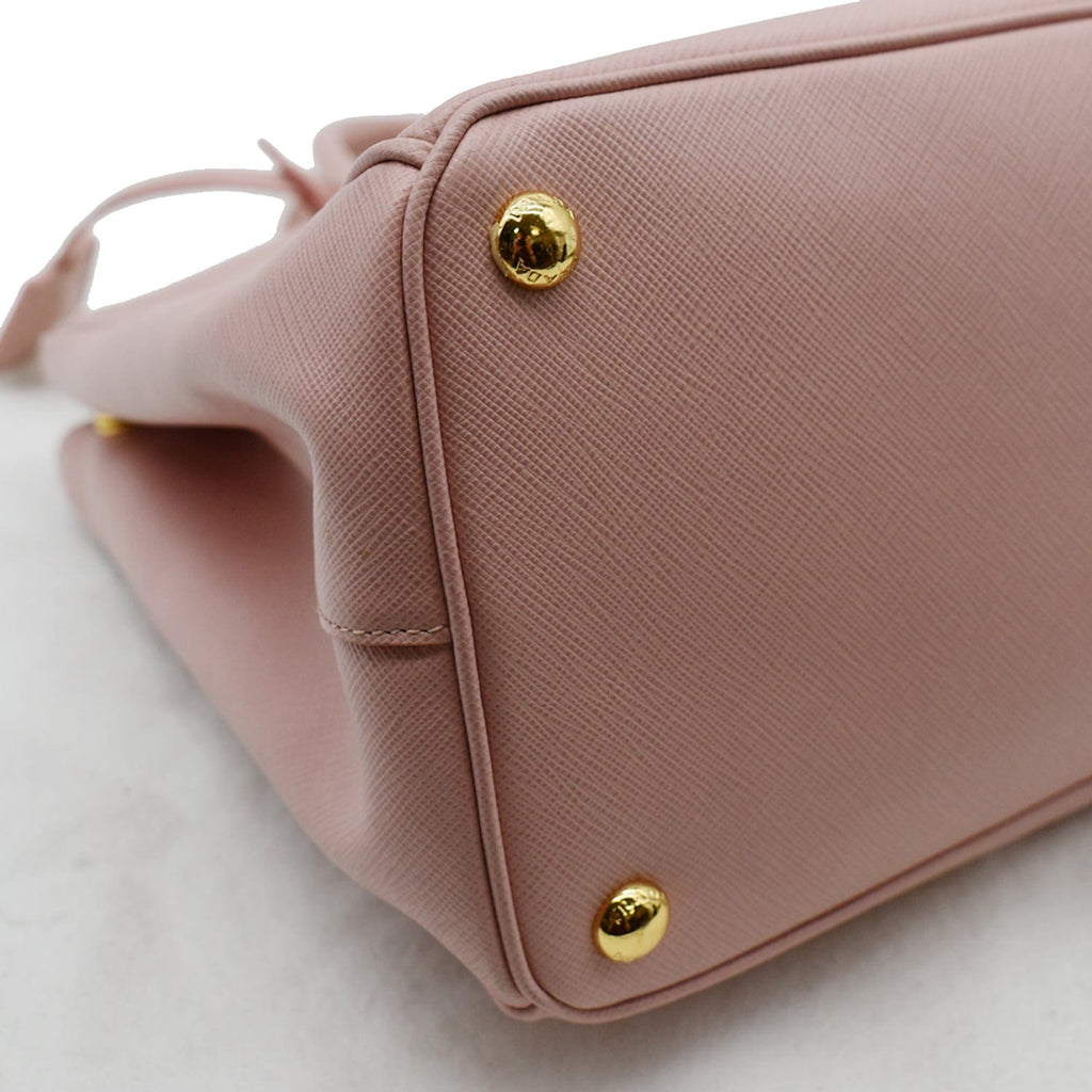 PRADA Galleria Large Double Zip Saffiano Leather Tote Bag Petal Pink - Hot Deals