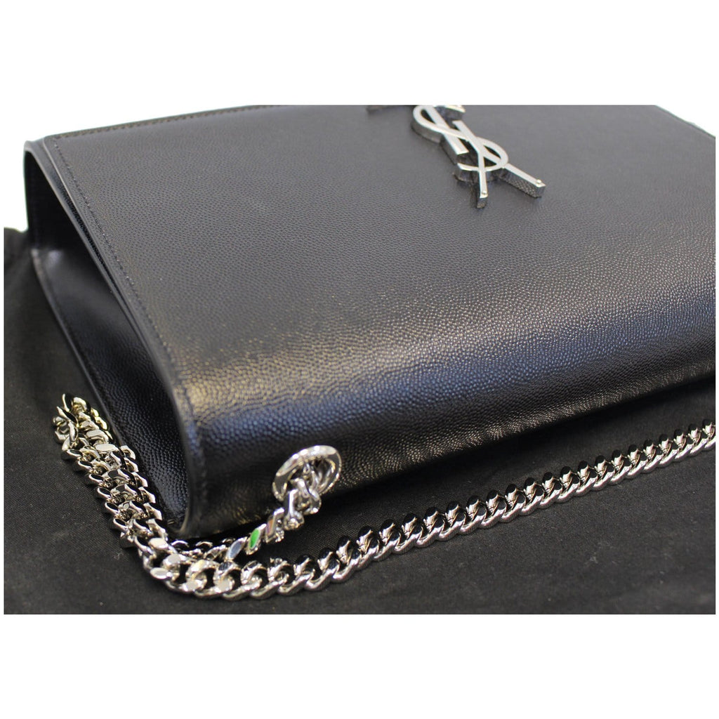 YVES SAINT LAURENT Kate Large Grain De Poudre Leather Shoulder Bag Black