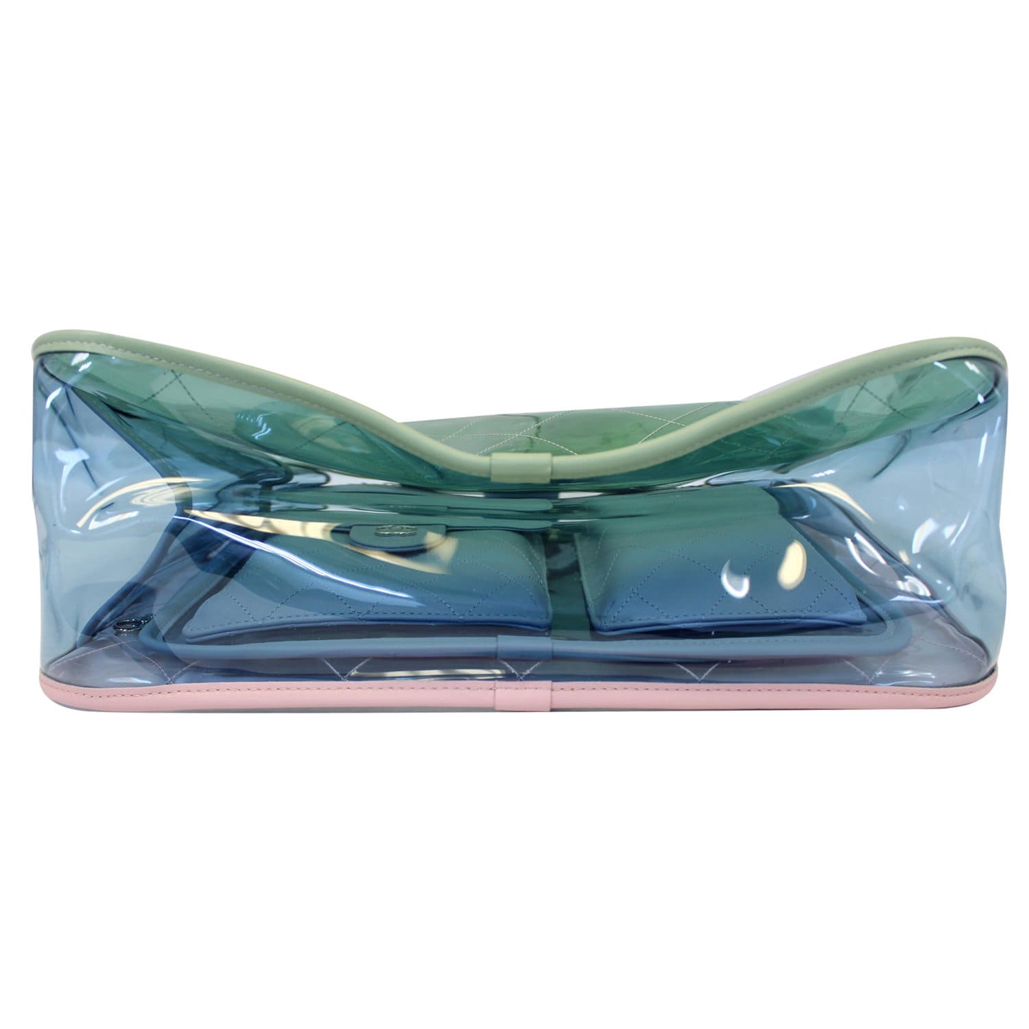 CHANEL Coco Splash Medium Lambskin PVC Quilted Shopping Bag Blue Green
