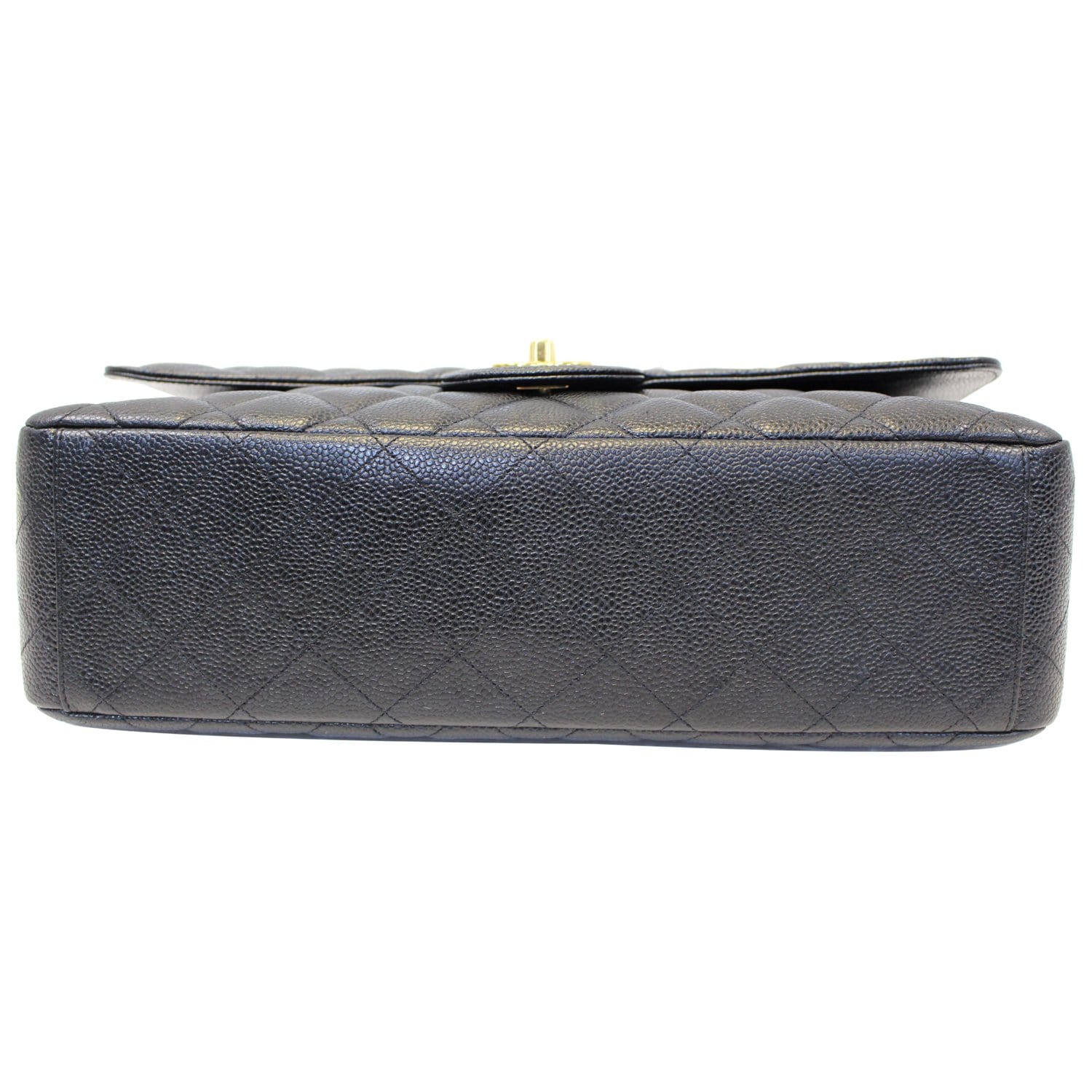 CHANEL Maxi Jumbo Classic Flap Caviar Leather Shoulder Bag Black