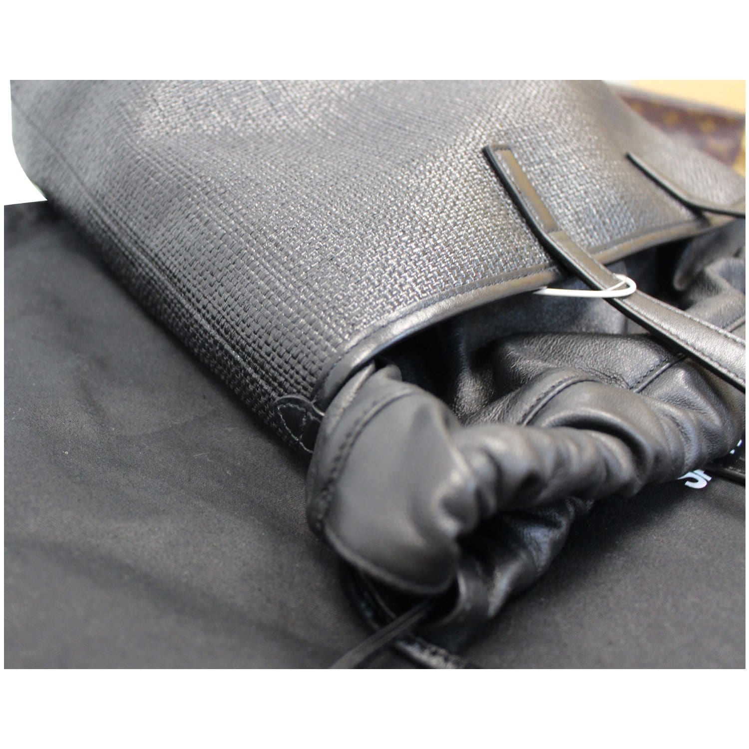 YVES SAINT LAURENT Teddy Canvas/Leather Drawstring Shopping Tote Black - Last Call