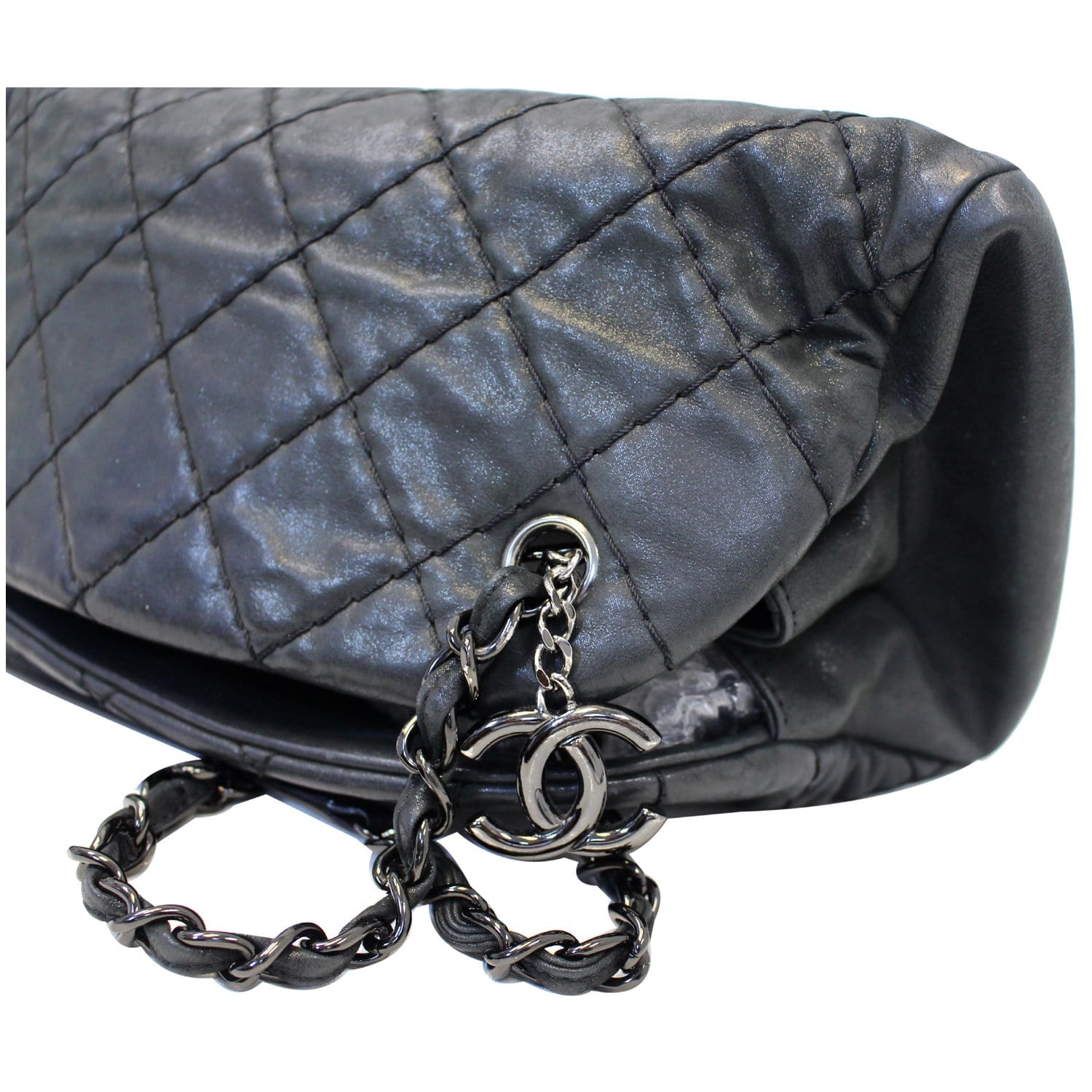 CHANEL Just Mademoiselle Calfskin Leather Bowling Bag Black