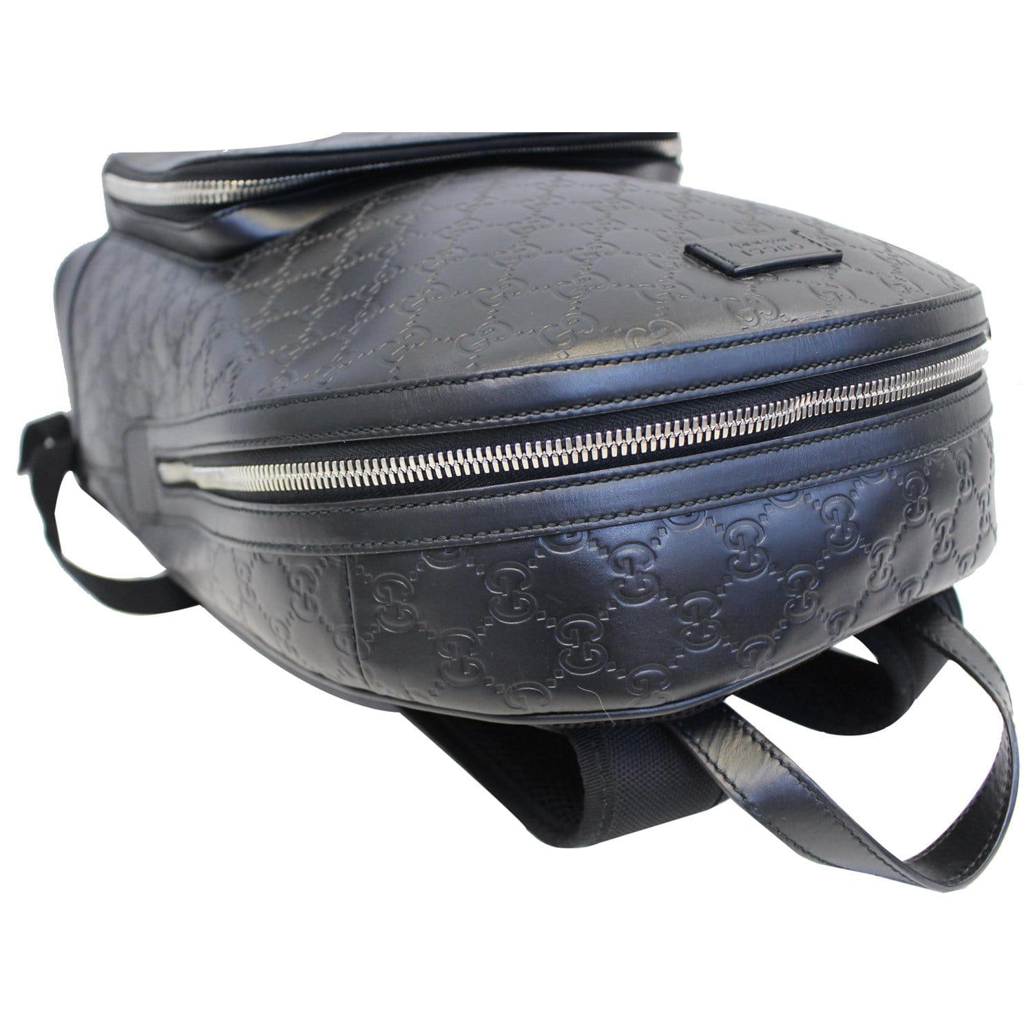 GUCCI GG Signature Leather Backpack Bag Black 406370