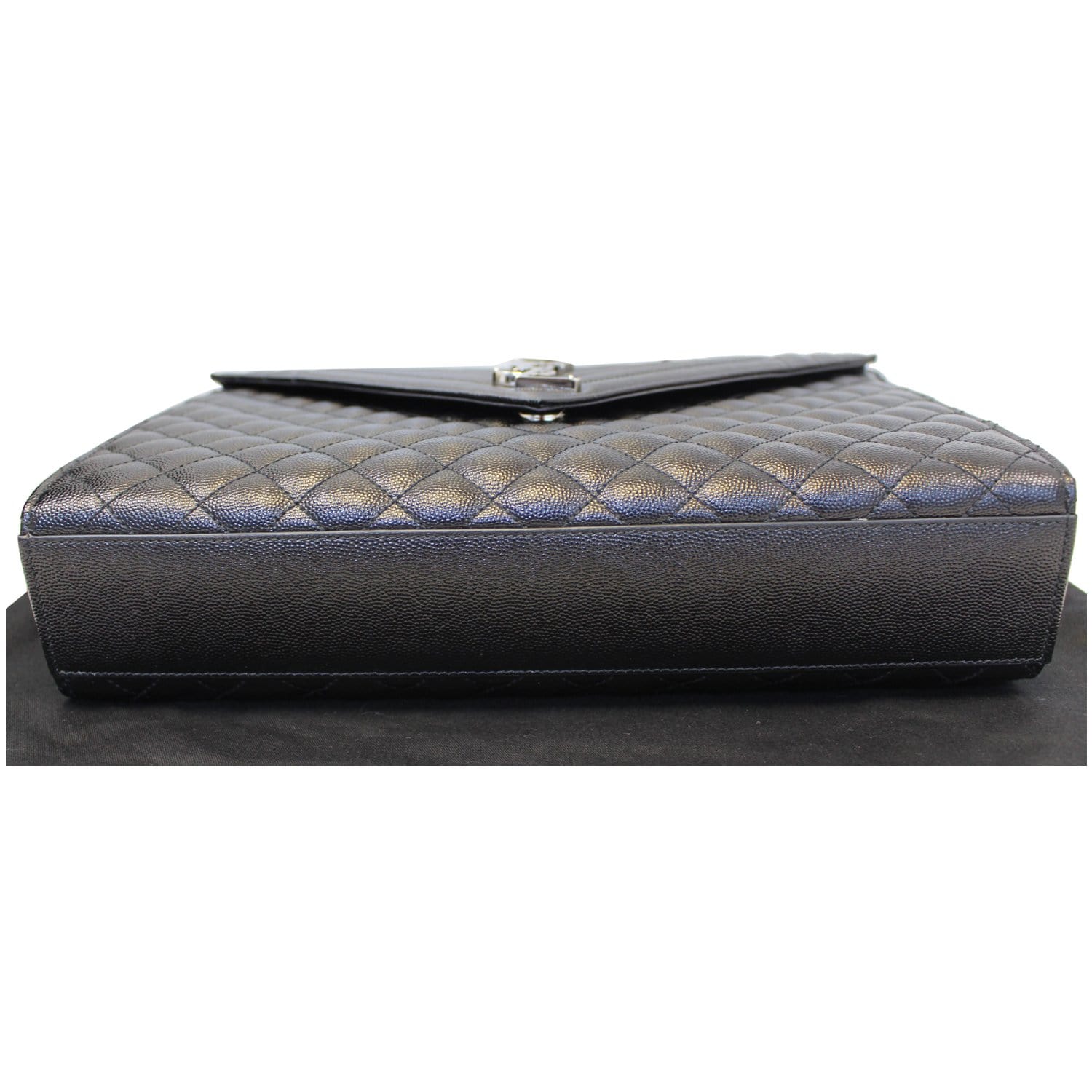 YVES SAINT LAURENT Envelope Large Matelasse Embossed Leather Shoulder Bag Black