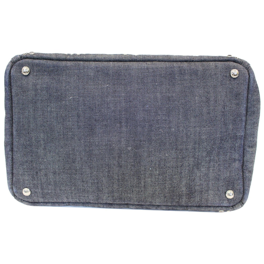 PRADA Canapa Jeweled 2way Tote Bag Denim - Last Call