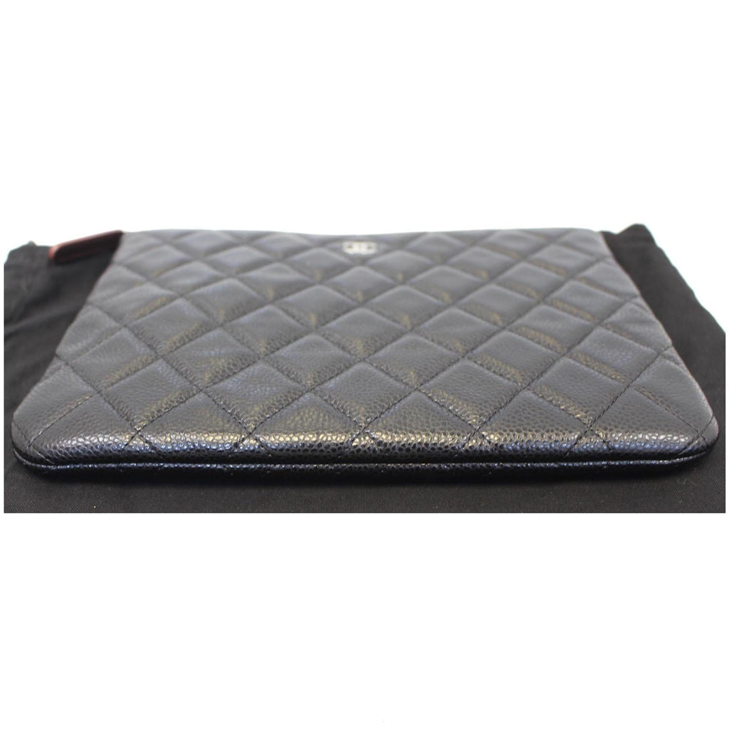 CHANEL Caviar Leather Large O-Case Zip Pouch Black