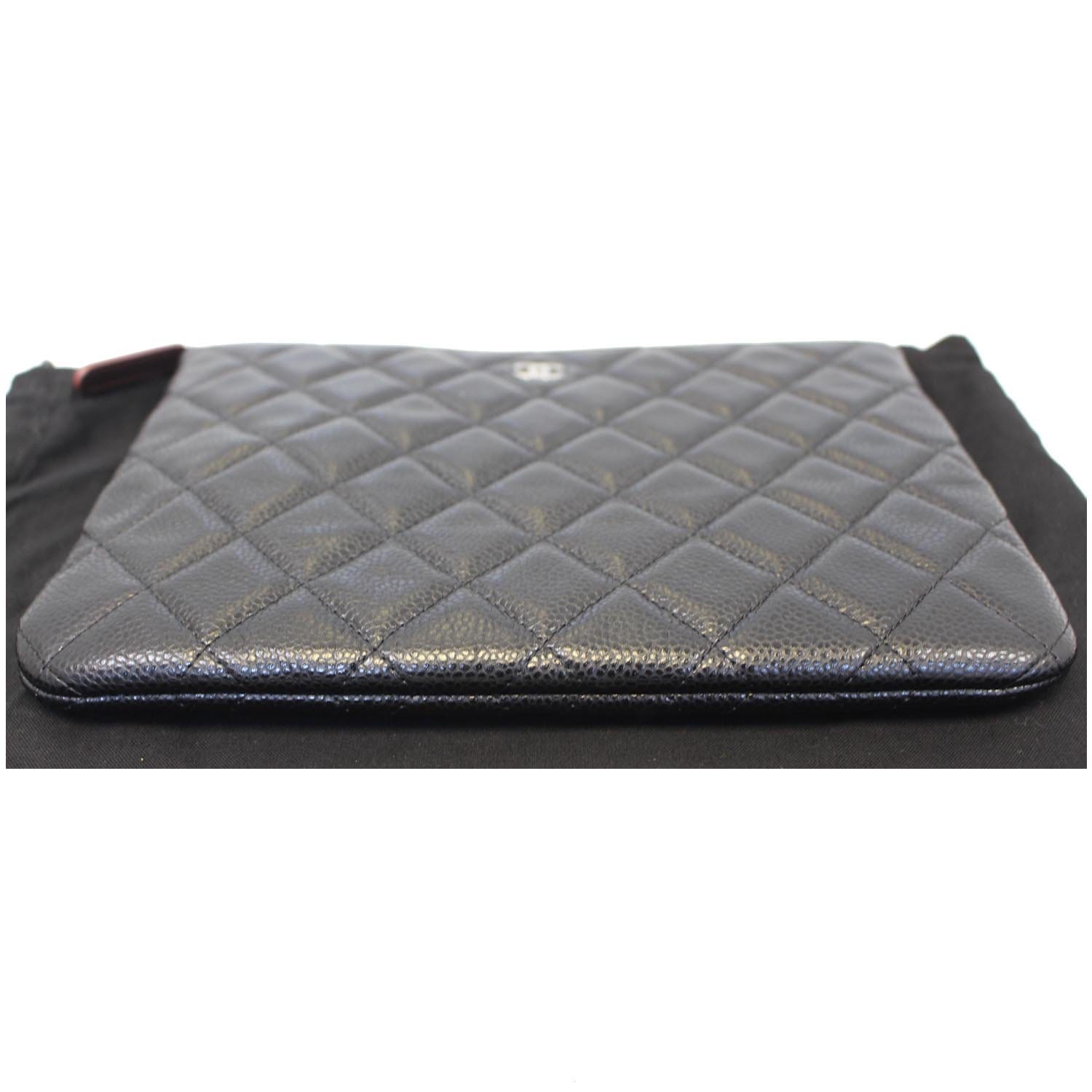 CHANEL Caviar Leather Large O-Case Zip Pouch Black