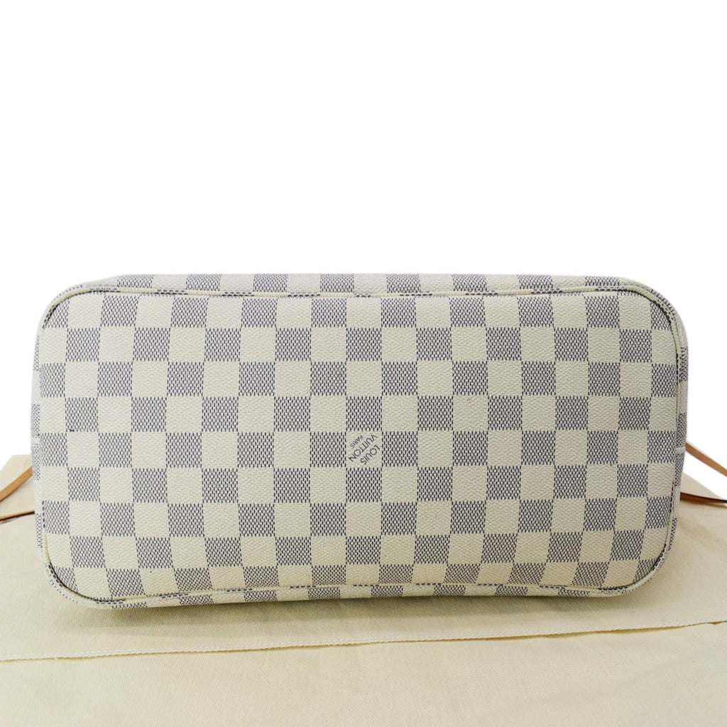LOUIS VUITTON Neverfull MM Damier Azur Tote Bag Rose Ballerine SD1138
