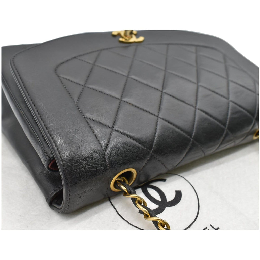 CHANEL Diana Flap Quilted Lambskin Leather Shoulder Bag Black - 20% OFF